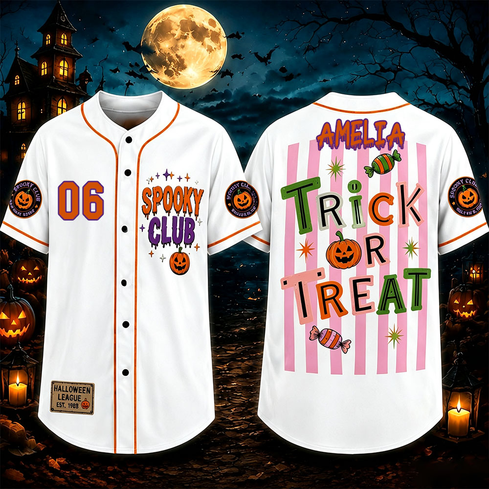Personalized Halloween Button Up Baseball Jersey For Kid & Adult | CWHalloween94