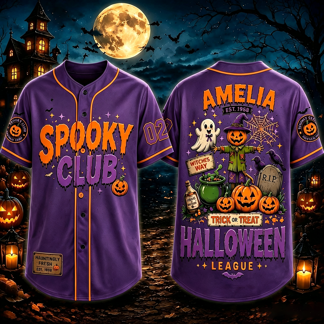 Personalized Halloween Button Up Baseball Jersey For Kid & Adult | CWHalloween92