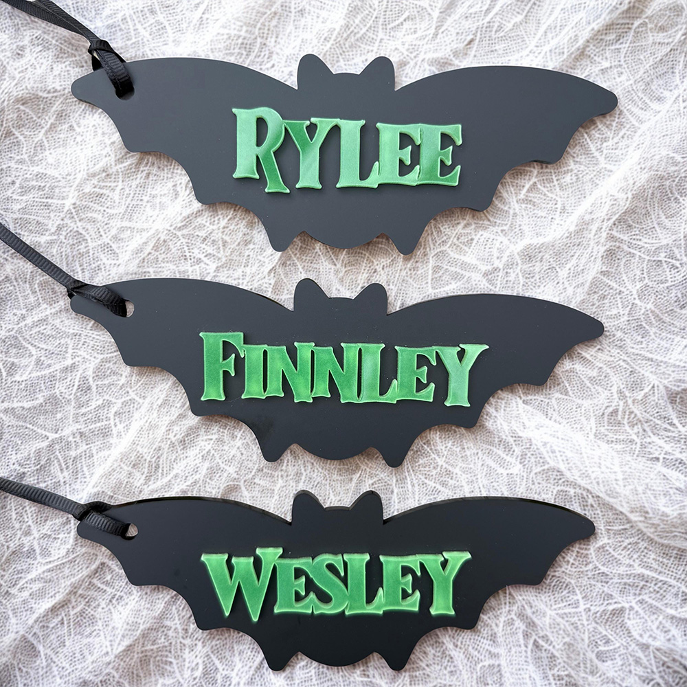 Personalized Halloween Glow in the Dark Bat Basket Decor | CWHalloween118