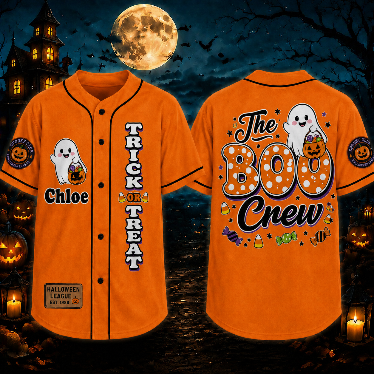 Personalized Halloween Button Up Baseball Jersey For Kid & Adult | CWHalloween110