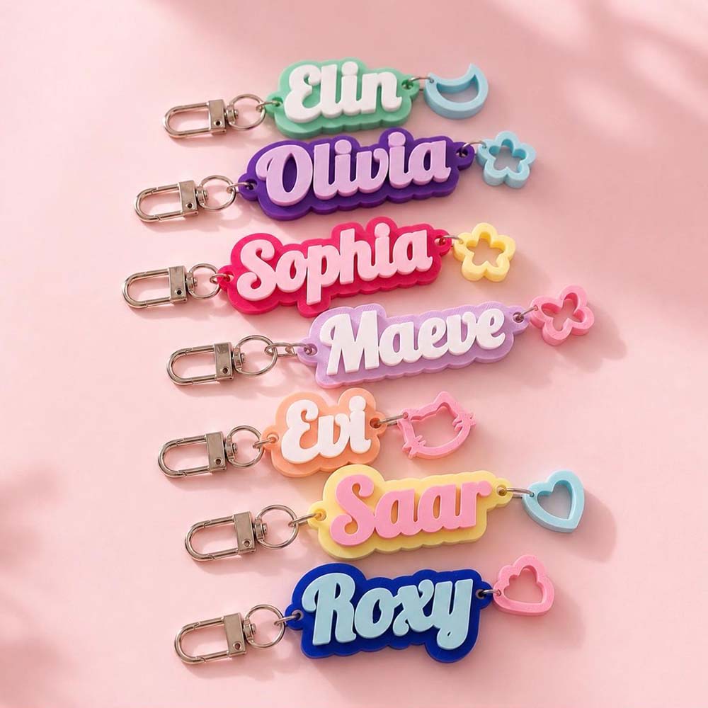 Personalized 3D Printed Name Tag Keychain Charm | CWGift88