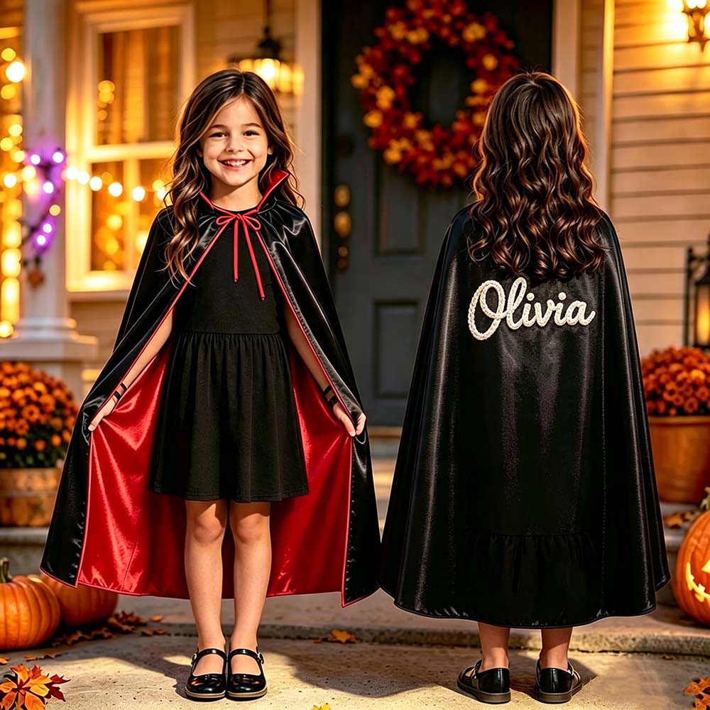 Personalized Hand Embroidered Halloween Kids Cape | CWHalloween120