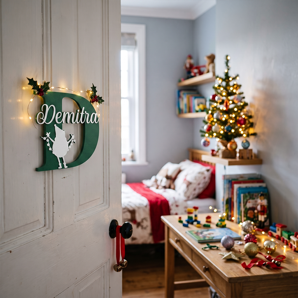 Personalized Christmas Monogram Door Decoration Name Sign | MCGift367