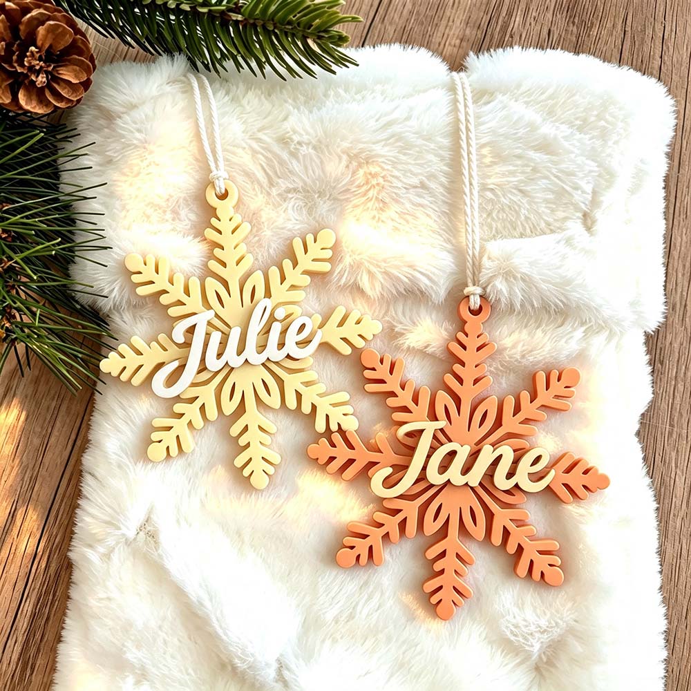 Personalized 3D Printed Christmas Snowflake Gift Name Tag | MCGift368