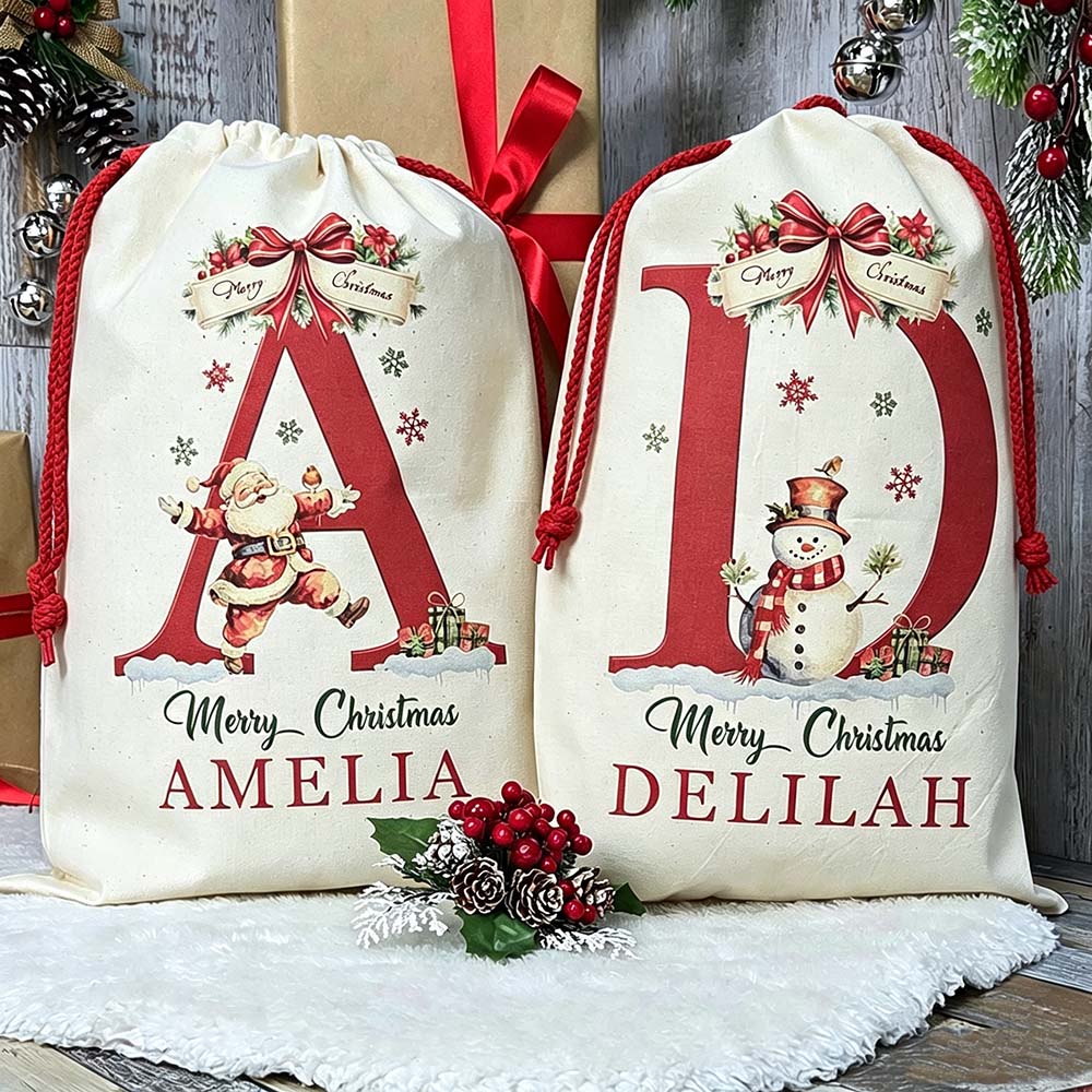 Personalized Monogram Christmas Santa Sack for Gifts | MCGift372