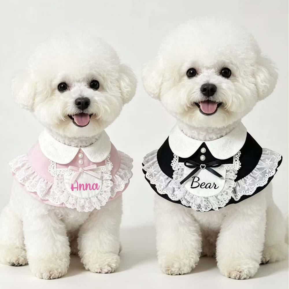 Personalized Wedding Pet Cute Little Maid Bow Bib | BKPet566