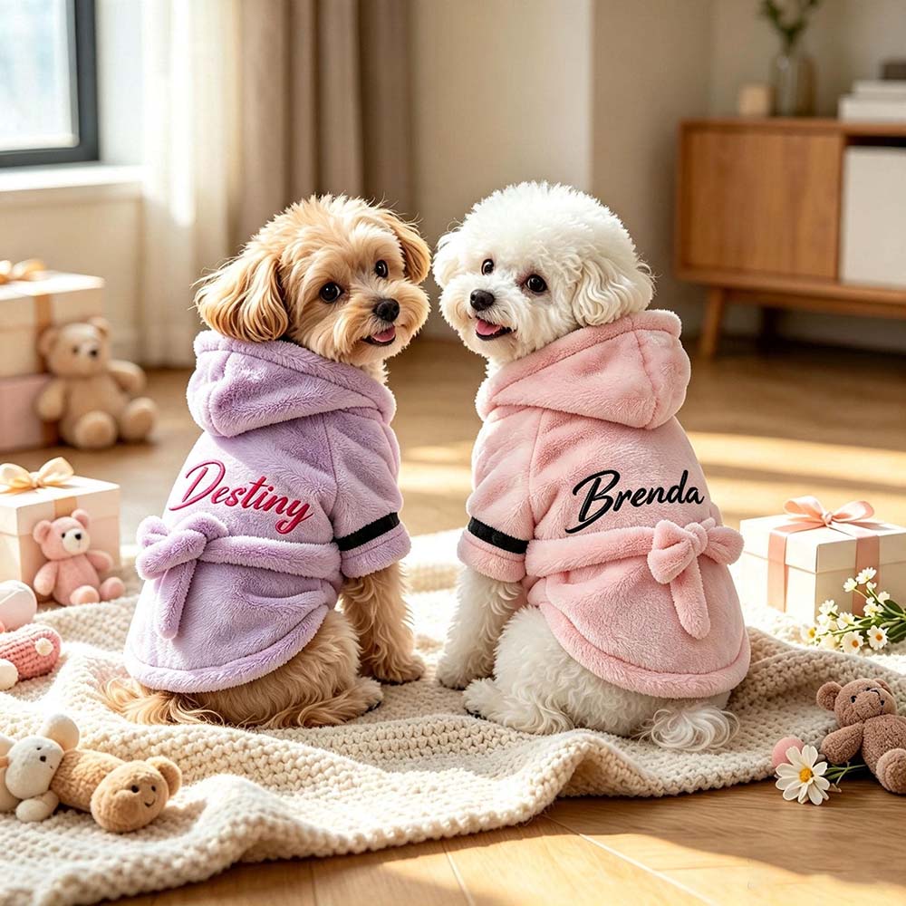 Personalized Embroidery Soft Hooded Pet Bathrobe | BKPet569