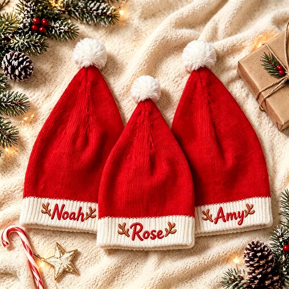 Personalized Embroidered Knitted Christmas Santa Hat | MCGift382