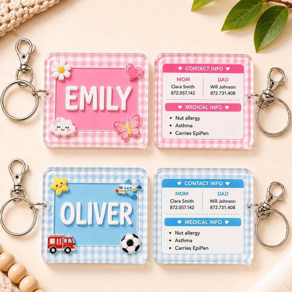 Personalized Kids Name Tag With Emergency Contact Info | CWGift104