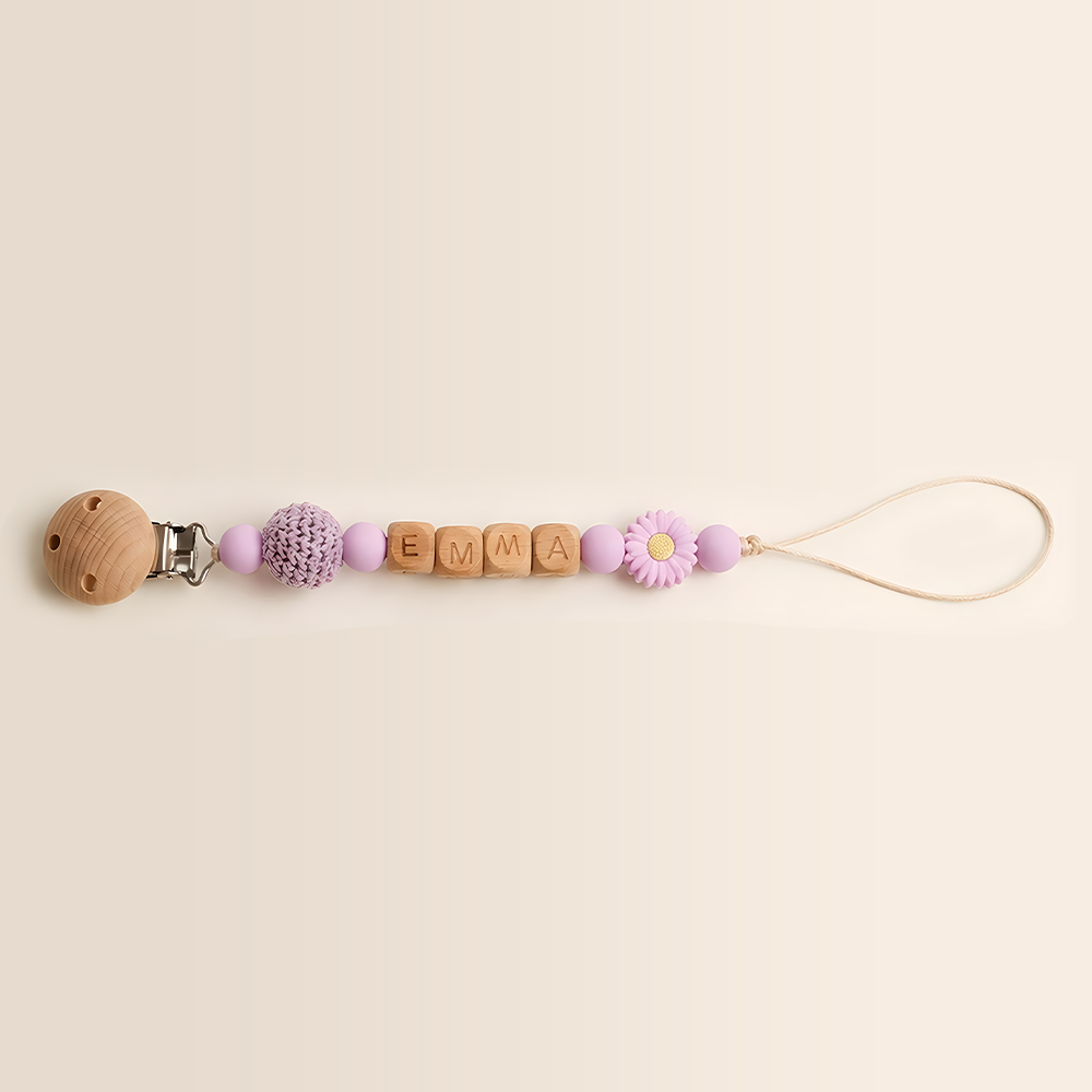 Personalized Baby Wooden Letter Bead Pacifier Clip | CWToy205