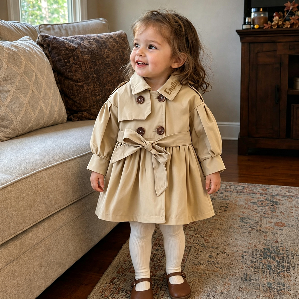 Personalized Classic British Style Windbreaker for Girls | CWBaby527