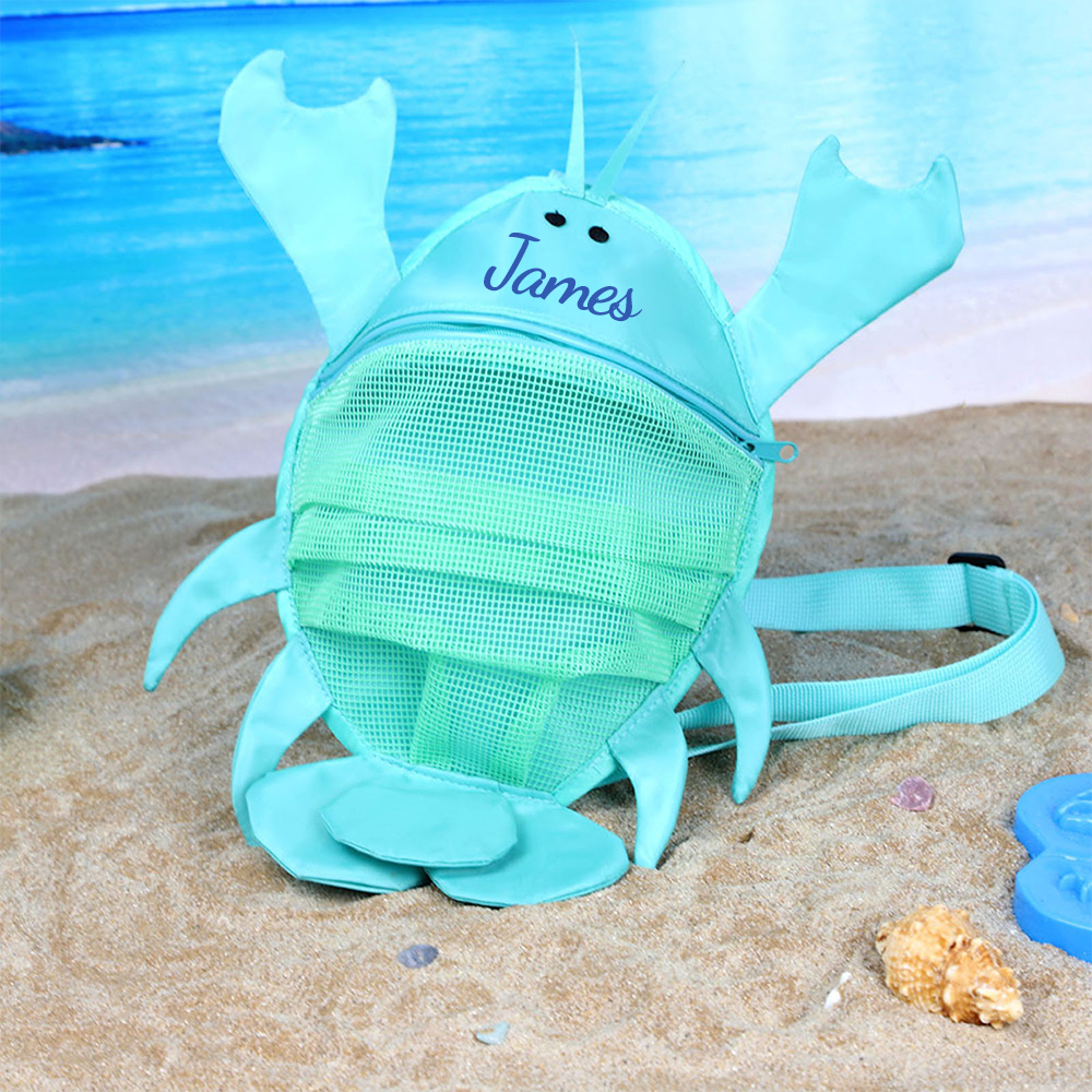 Personalized Lovely Lobster Seashell Zipper Mesh Beach Bag | CWBeach94