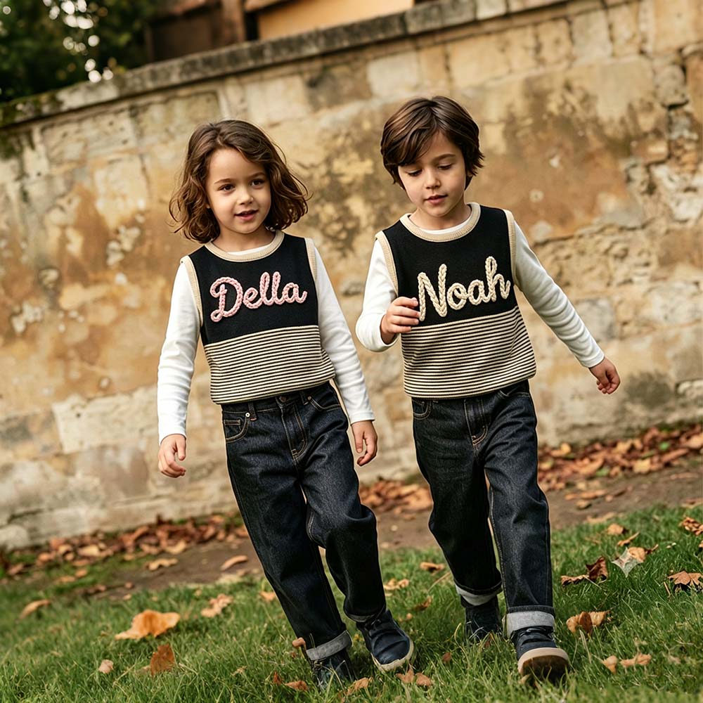 Personalized Hand Embroidered Kids Knit Crochet Vest | CWBaby529