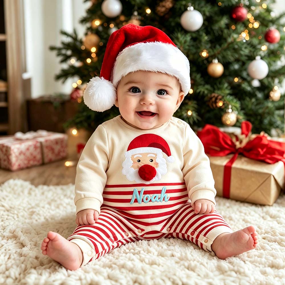Personalized Embroidered Baby Christmas Santa Romper | MCGift385