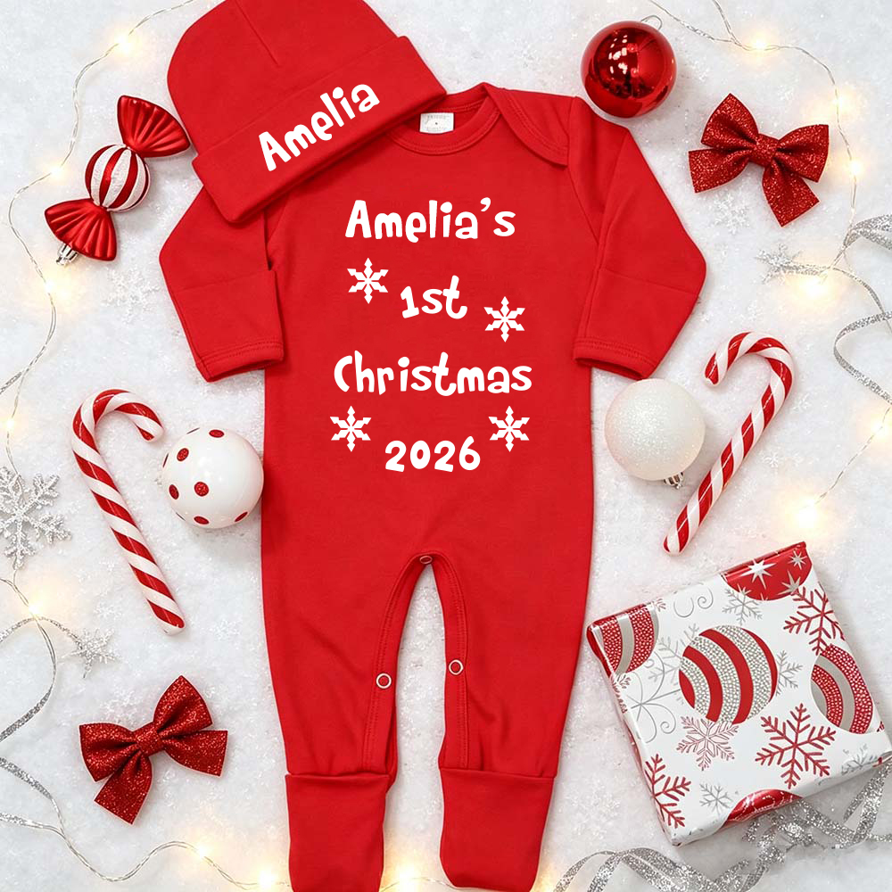 Personalized Baby First Christmas Romper & Hat Set | MCGift389
