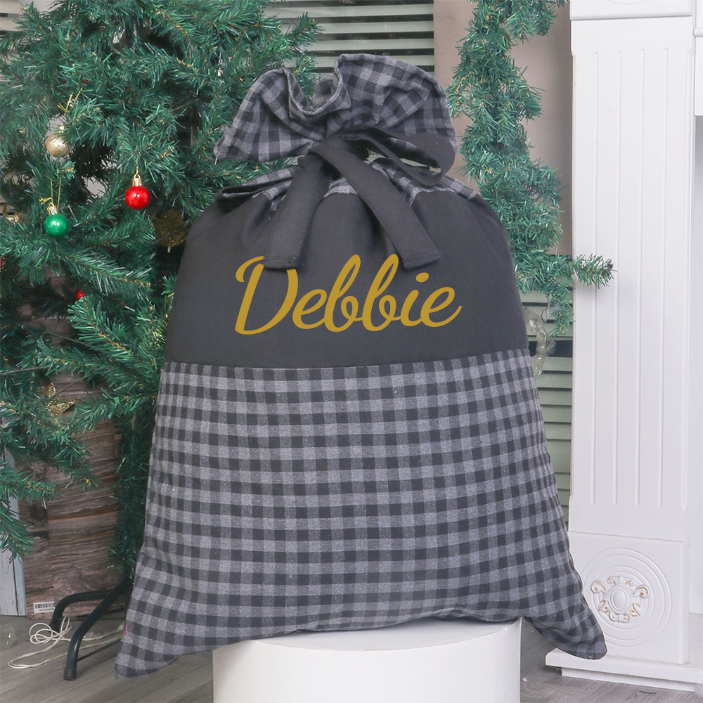 Personalized Christmas Gingham Name Santa Sack | MCGift392