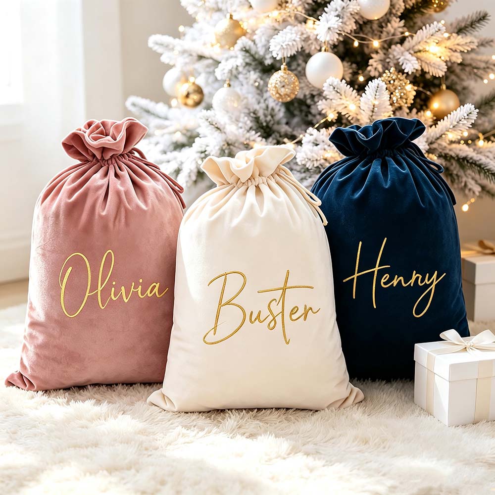 Personalized Custom Name Christmas Velvet Gift Bag | MCGift395