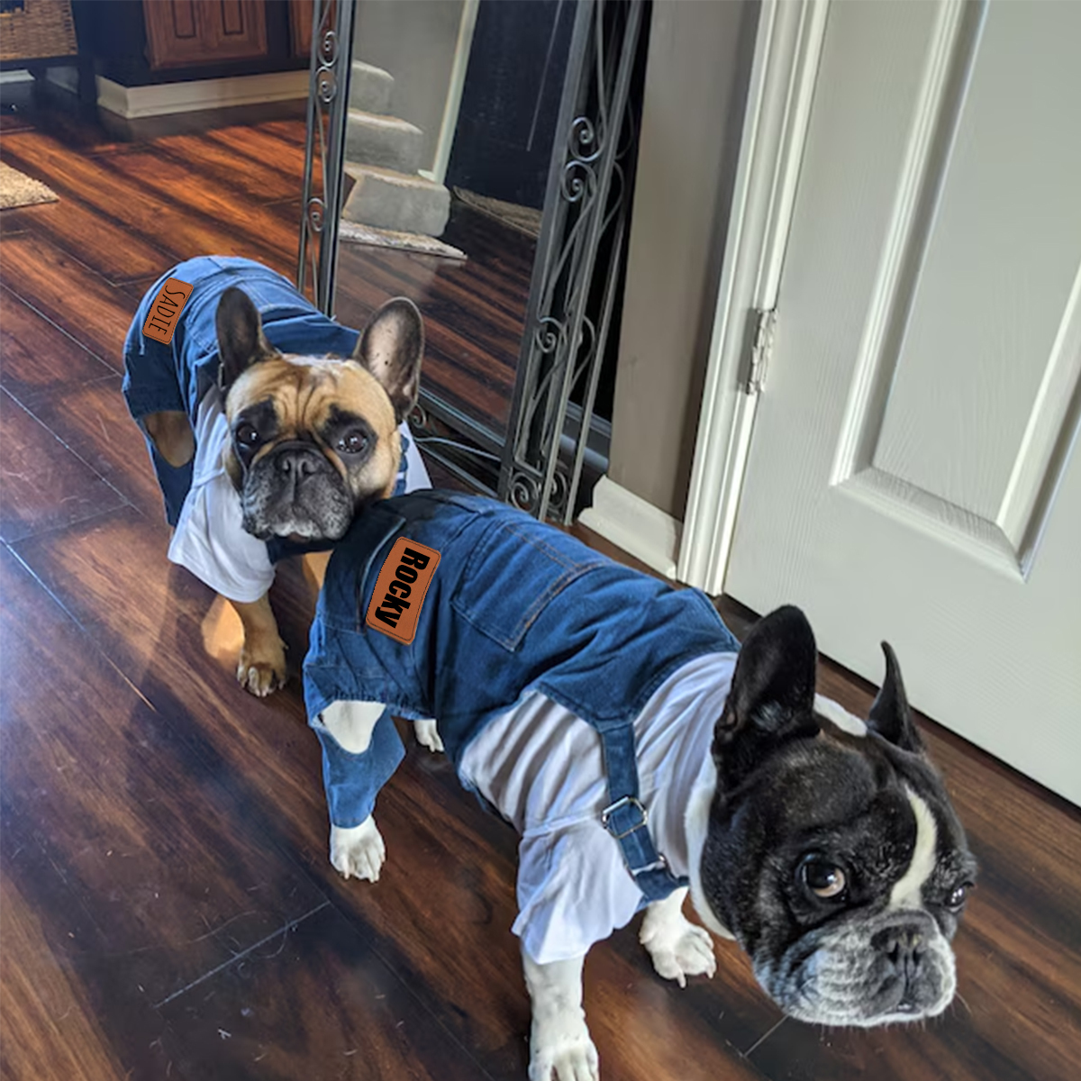 Personalized Leather Patch Pets Classic Overall Dungarees | BKPet56