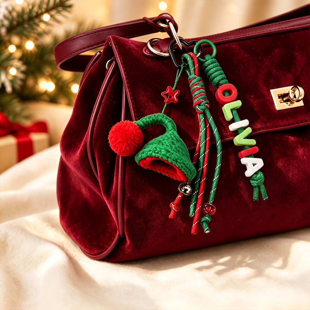 Personalized Colorful Name Letter Beaded Christmas Bag Charm | MCGift402