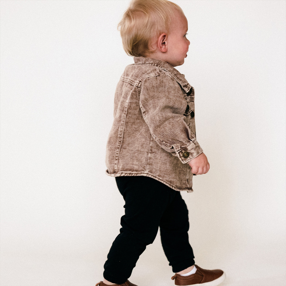 Personalized Leather Patch Brown Denim Jacket | inJacket43