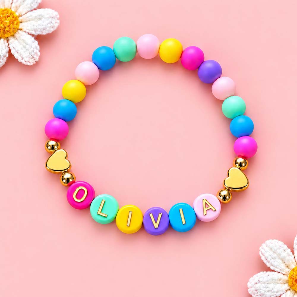 Personalized Multicolored Daisy Heart Bracelet & Necklace Set | CWGift107