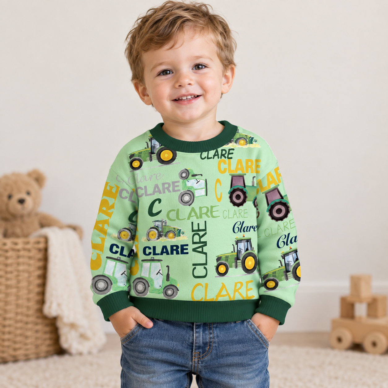 Personalized Lovely Kids Truck Knit Sweater | CWSweater05