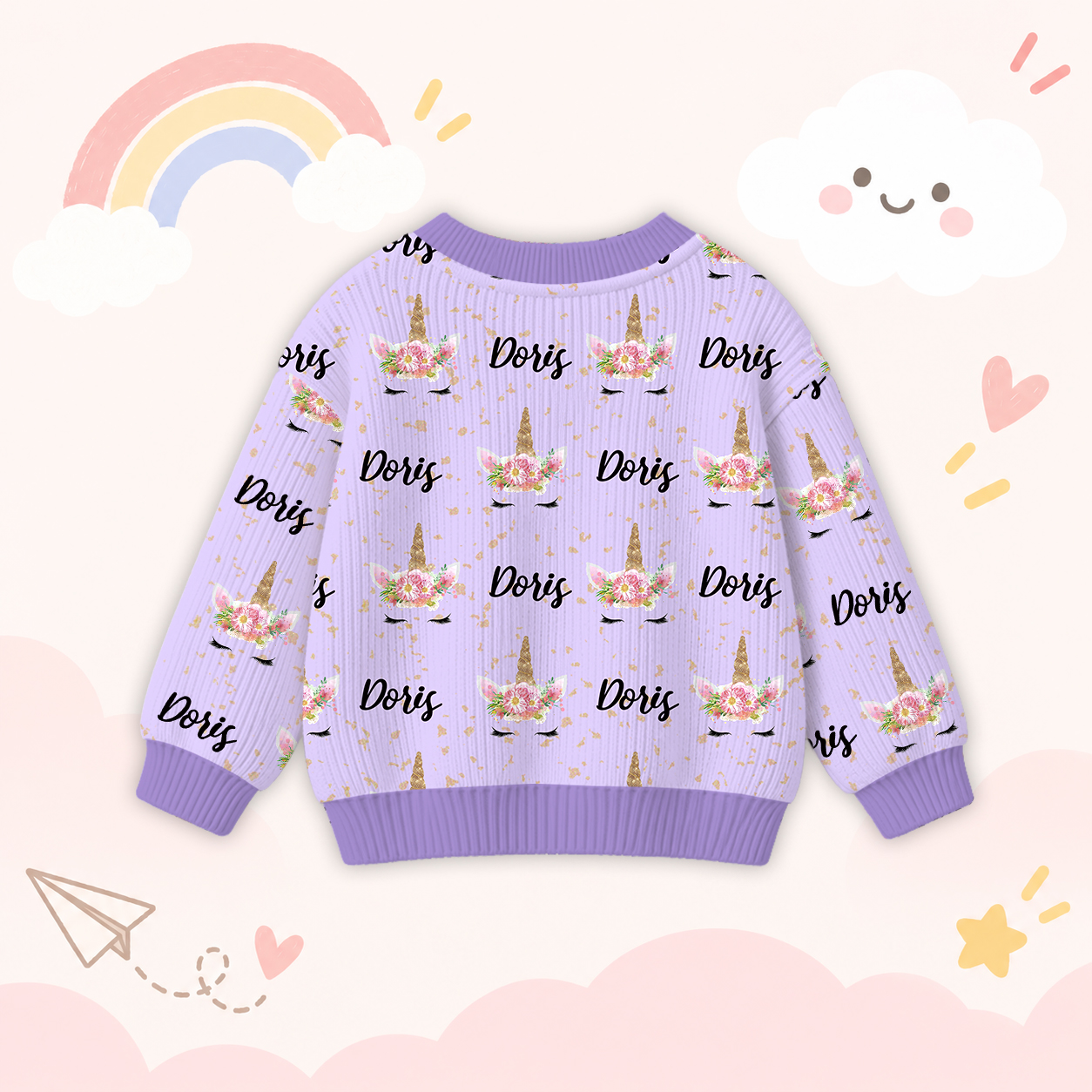 Personalized Lovely Kids Unicorn Knit Sweater | CWSweater06