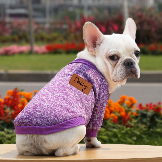 Personalized Leather Patch Pets Color Sweater | BKPet57