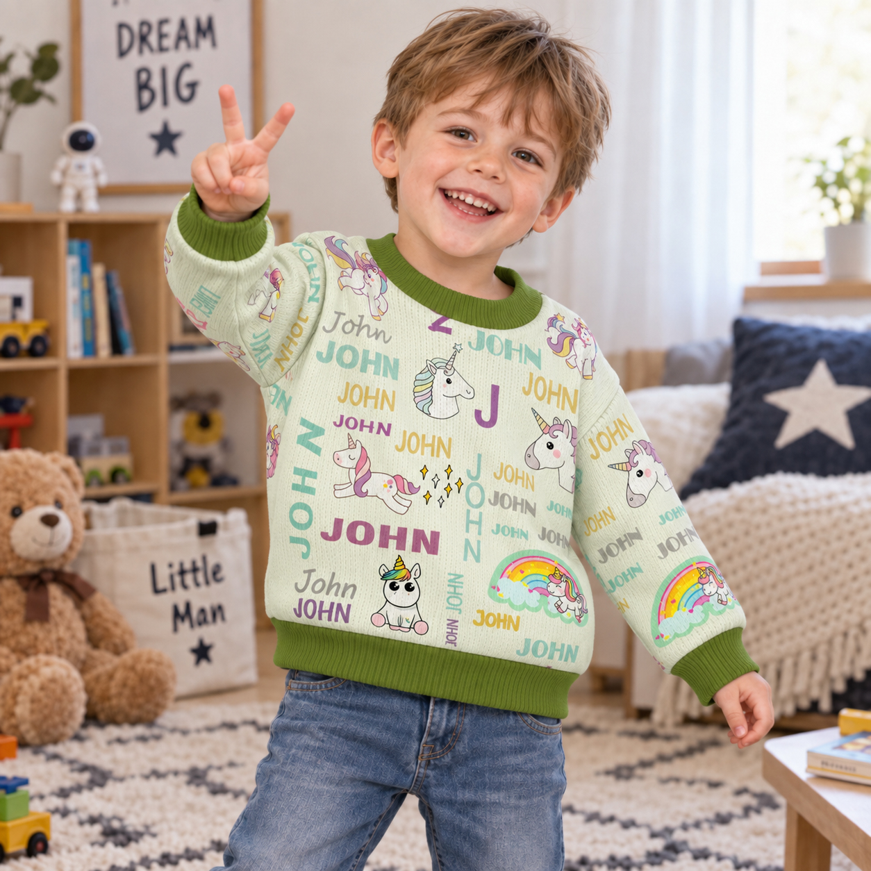 Personalized Lovely Kids Unicorn Knit Sweater | CWSweater04
