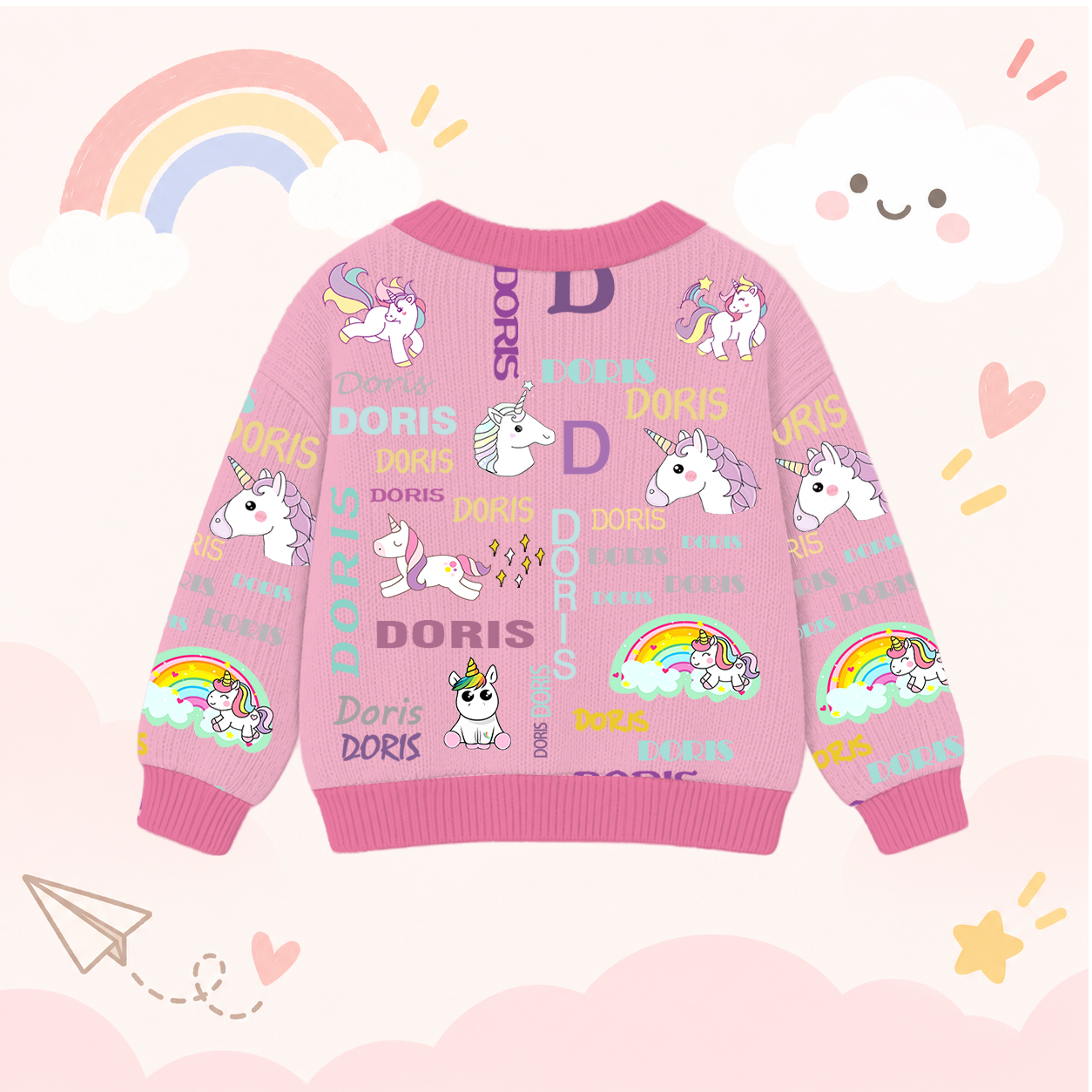 Personalized Lovely Kids Unicorn Knit Sweater | CWSweater04