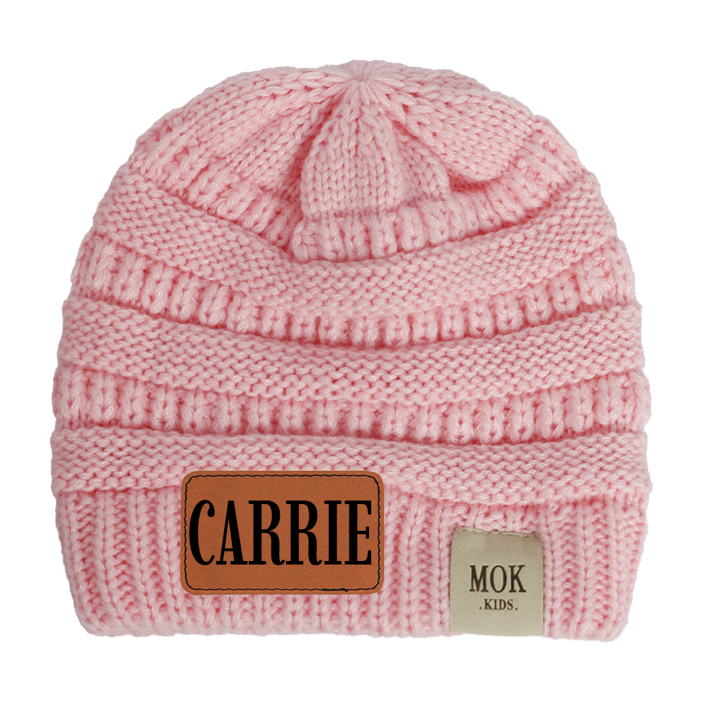 Personalized Leather Patch Kid Beanie for Comfort & Unique | HSKid29