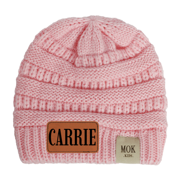 Personalized Leather Patch Kid Beanie for Comfort & Unique | HSKid29