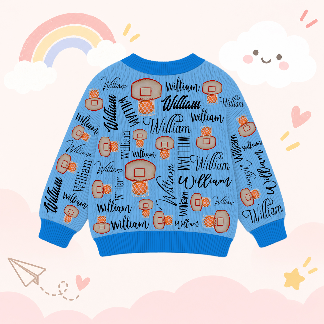 Personalized Lovely Kids Basketball Knit Sweater | CWSweater13