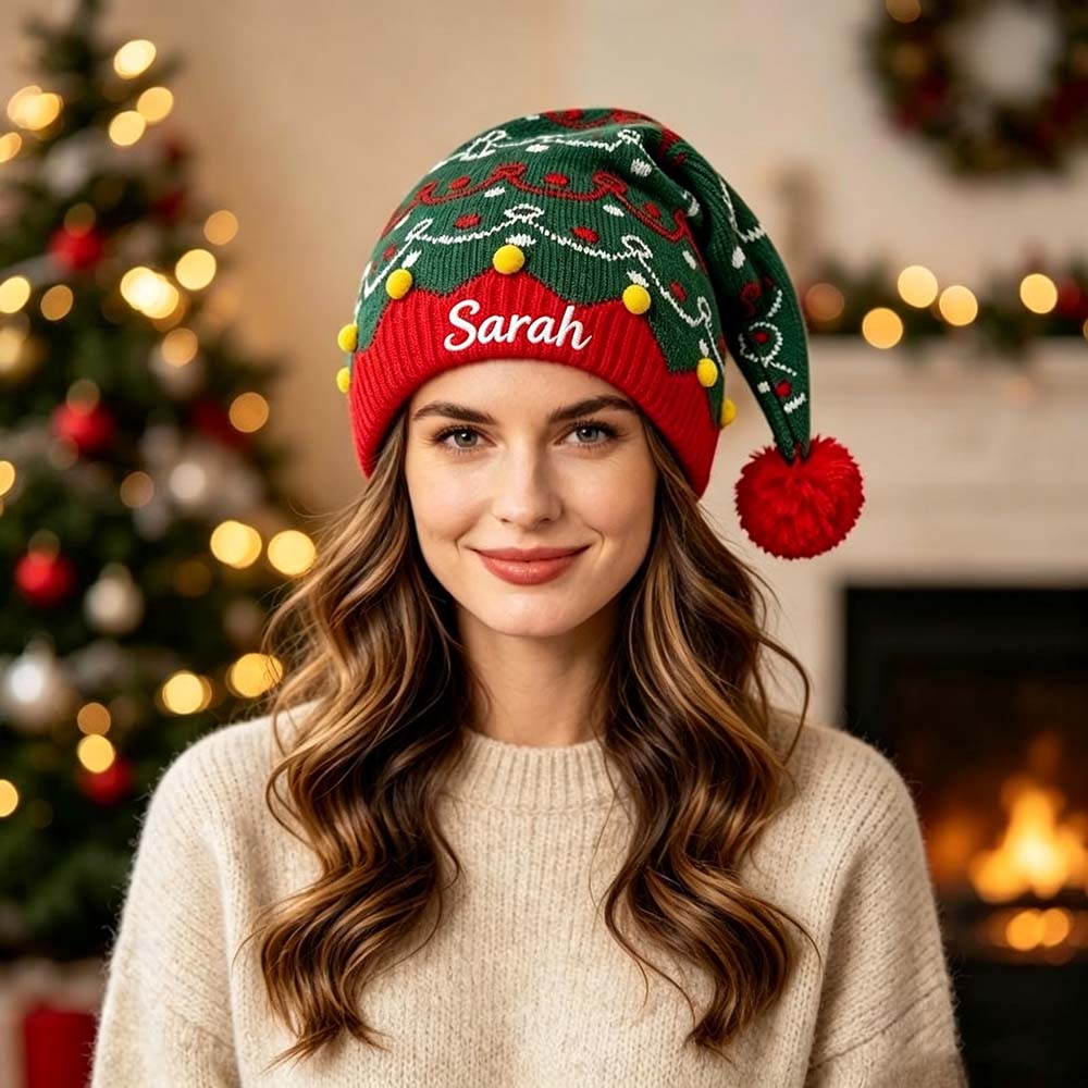 Personalized Embroidery Christmas Knit Beanie For Kid & Adult | MCGift411