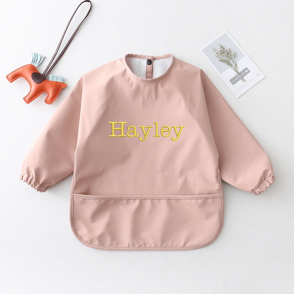 Personalised Baby Long Sleeve Waterproof Color Bib  | CWBaby61