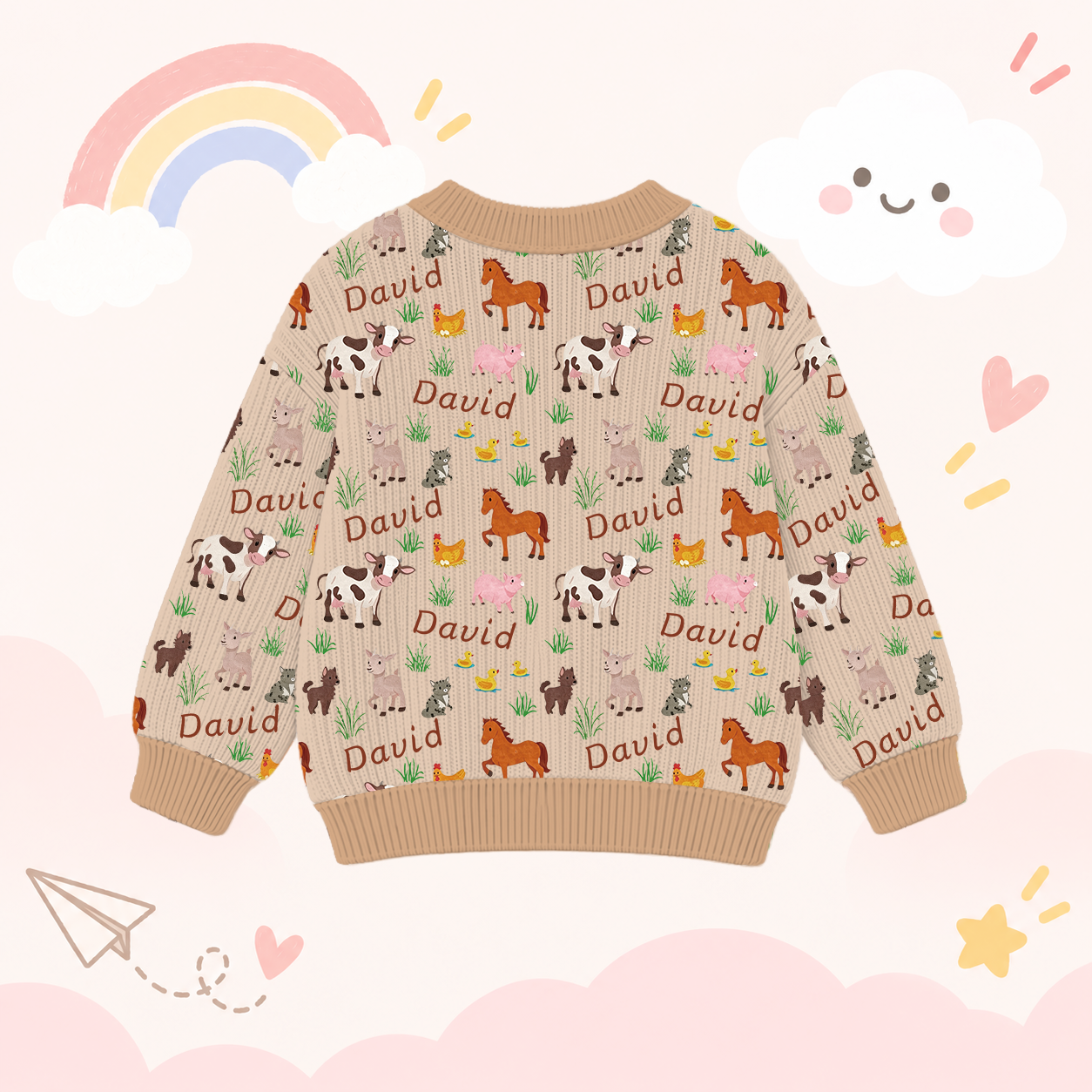 Personalized Lovely Kids Adorable Animals Knit Sweater | CWSweater18
