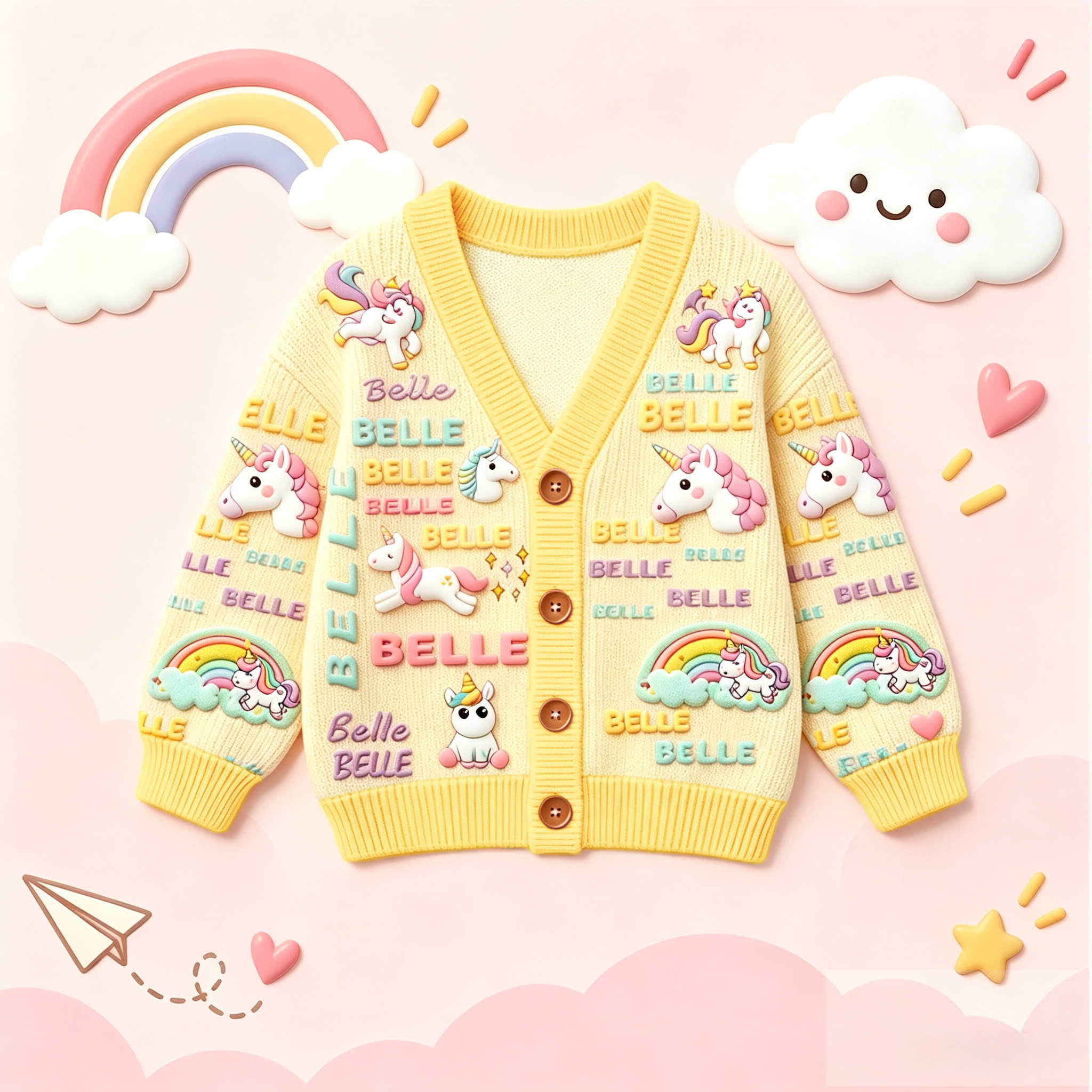 Personalized Lovely Kids Adorable Unicorn Knit Sweater | CWSweater30