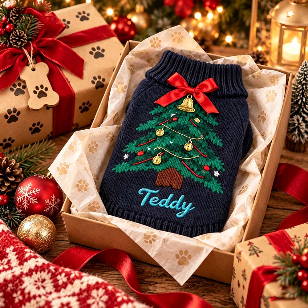 Personalized Embroidered Pets Christmas Knit Sweater | MCGift413