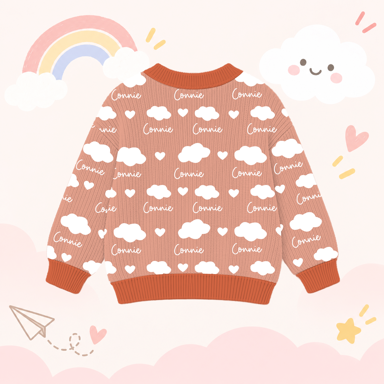 Personalized Lovely Kids Soft Clouds Knit Sweater | CWSweater31