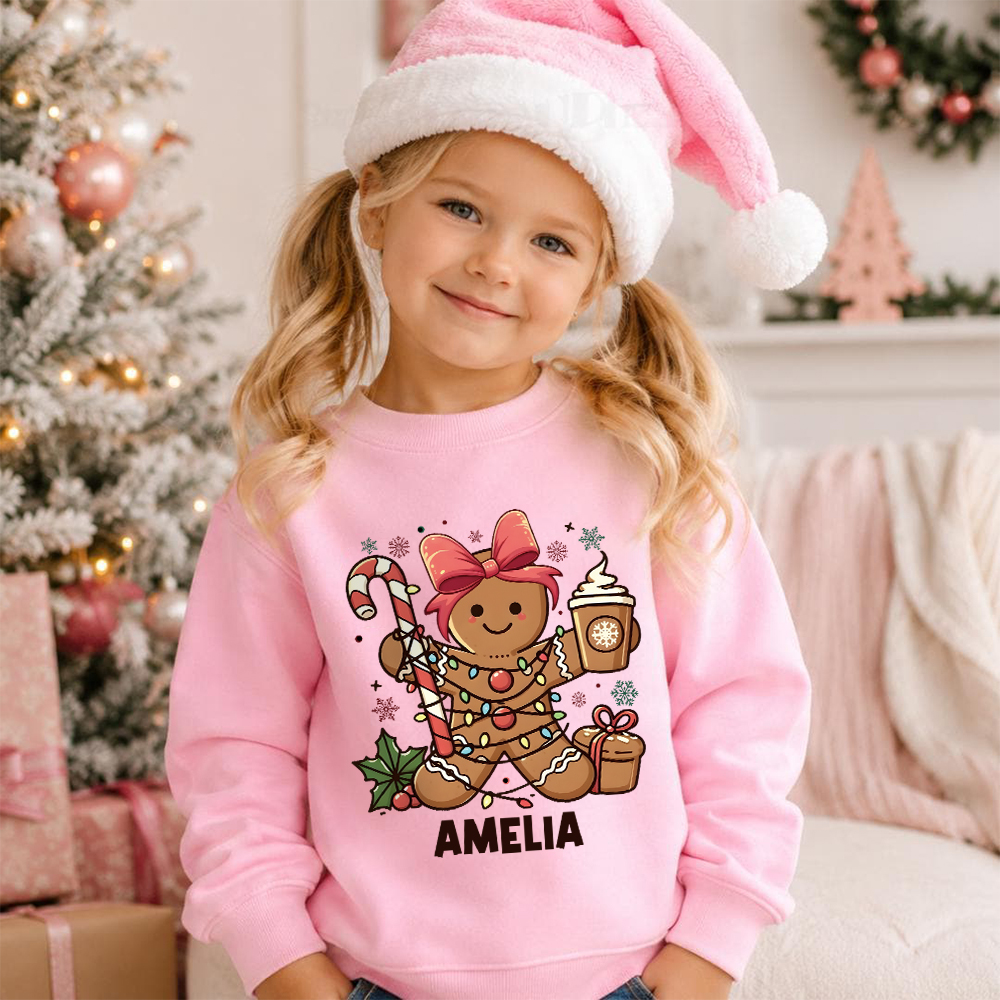 Personalized Christmas Kids Gingerbread Sweatshirt | MCGift419