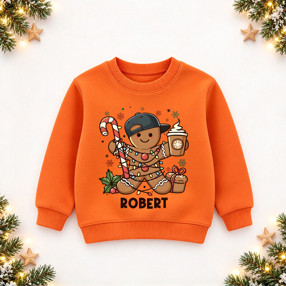 Personalized Christmas Kids Gingerbread Sweatshirt | MCGift419