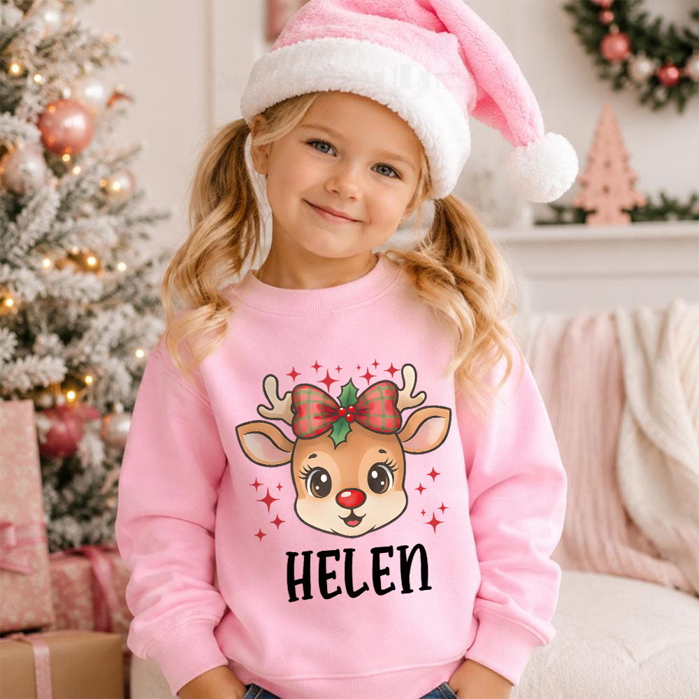 Personalized Christmas Kids Reindeer Sweatshirt | MCGift418