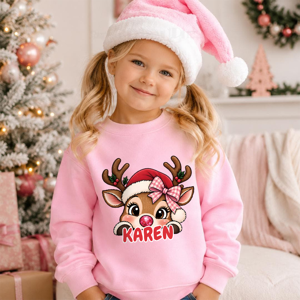 Personalized Christmas Kids Reindeer Sweatshirt | MCGift417