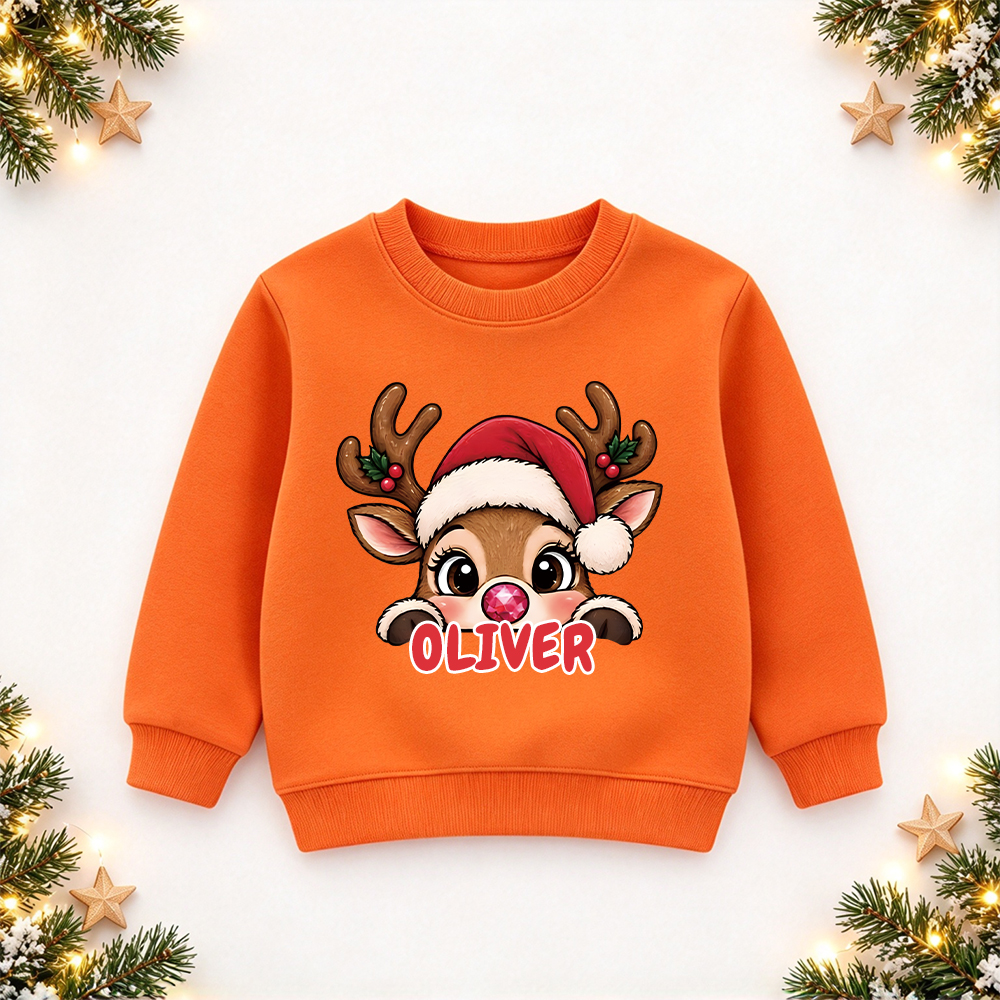Personalized Christmas Kids Reindeer Sweatshirt | MCGift417