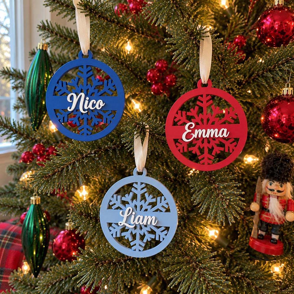 Personalized Christmas 3D Printed Snowflake Ornament | MCGift412
