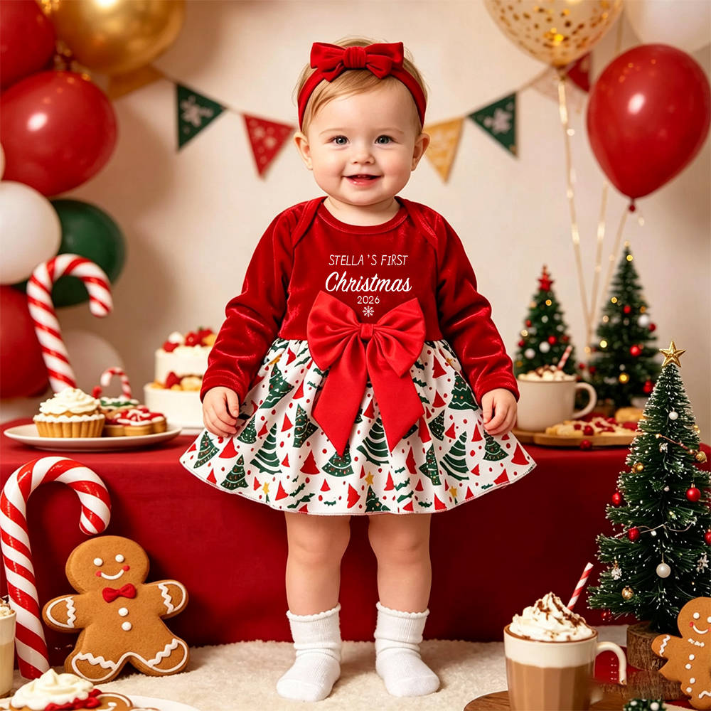 Personalized Baby Girl Christmas Dress Set | MCGift426