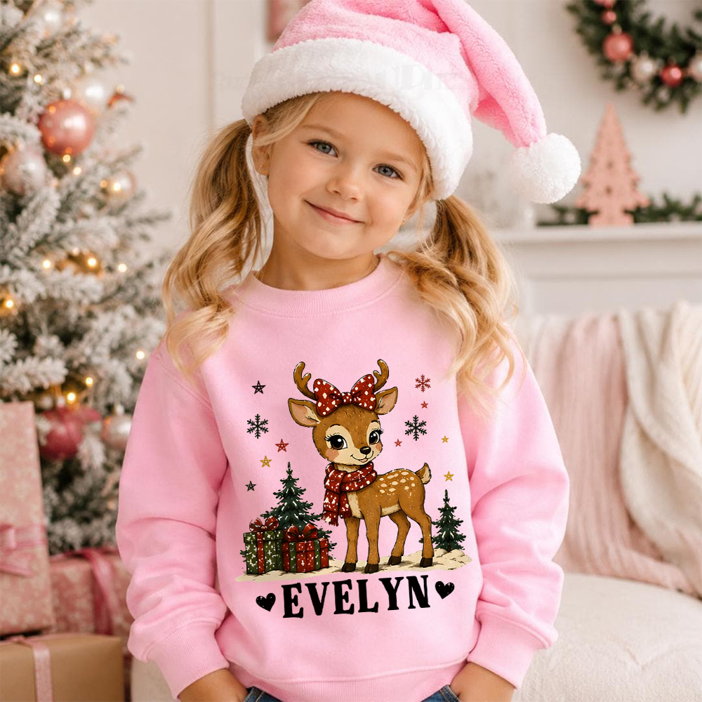 Personalized Christmas Kids Reindeer Sweatshirt | MCGift420
