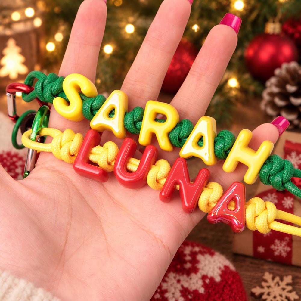 Personalized Christmas Multicolor Letter Beaded Bag Charm | CWGift110