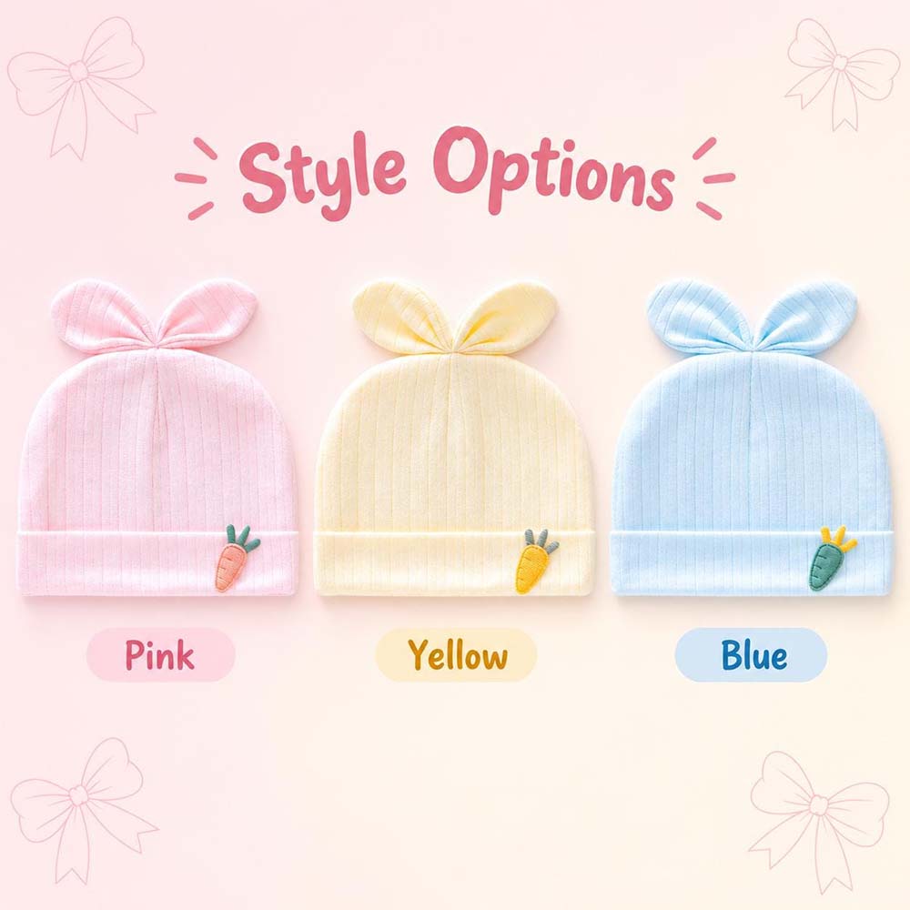 Personalized Embroidered Bunny Ears Baby Beanie Hat | HSKid108