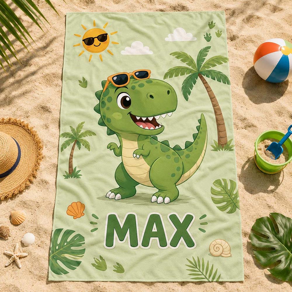 Personalized Kids Dinosaur Towel for Summer & Beach | CWTowel200